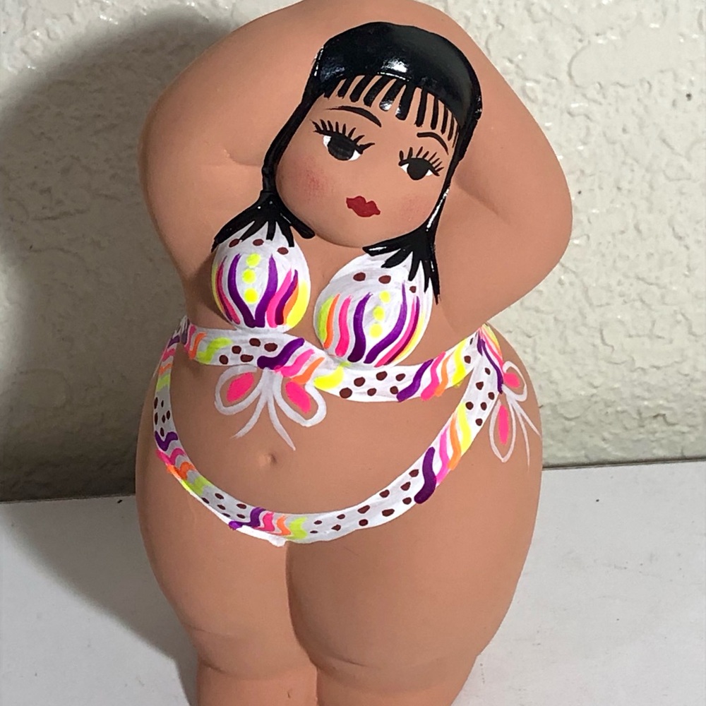 Colorful Beach Ready Sexy Girl  Hand-Painted Figurine